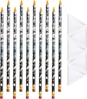 Blulu 10 Pcs Wax Pencil for Rhinestone Nail Point Drill Wax Pen Diamond Art Dotting Pen Self Adhesive Resin Picker Pencil Gem Picker Tool with 5 Pcs Triangular Bead Sorting Plate for Nail DIY Decor