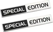 Pair Set Special Edition Metal Emblem 3D Badge Side Rear Trunk Sticker Decal Nameplate Fit for Universal Car Truck SUV (Silver Black)