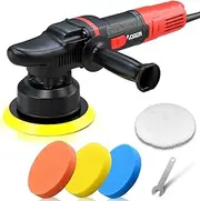 AOBEN Car Buffer Polisher,6 inch Dual Action Polisher,Random Buffer Polisher kit with 6 Variable Speed 1000-4500rpm,Detachable Handle,4 Buffing Pads for Car detailing Polishing and Waxing ‎black/Red