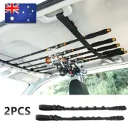 2 Pack 5 Slot Vehicle Fishing Rod Rack Pole Holder Belt Strap Carrier for Car