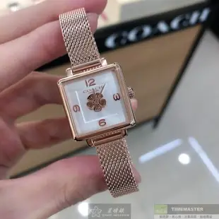 COACH手錶, 女錶 22mm 玫瑰金方形精鋼錶殼 白色簡約錶面款 CH00040