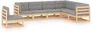 Generic 7 Piece Garden Lounge Set with Cushions Solid Pinewood,3076814