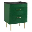 Modway Daybreak 24" Rubberwood MDF Particleboard Bathroom Vanity - Green/Black
