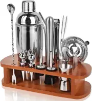 Cocktail Shaker Set with Stand - 25Pc Mixology Bartender Kit 25Oz Professional