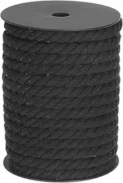 sourcing map Cotton Rope 3 Strand Twisted Braided Rope Cord, Black 23m/25 Yard 10mm Dia for Wall Hanging, Plant Hanger, Knitting, Macrame Knotting