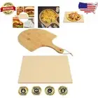 Cordierite Baking Stone for Perfect Pizza - 15" x 12" with Bamboo Paddle