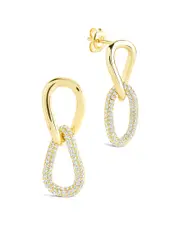 Sterling Forever 14K Over Silver CZ Taissa Chain Link Stud Earrings