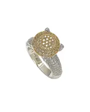 Suzy Levian Silver Pave Yellow CZ Ring