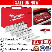 MILWAUKEE 50pce 1/4" Drive Ratchet & Socket SAE (Imperial & Metric) Set 48229004