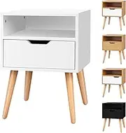 ALFORDSON Bedside Table 2-Drawer Nightstand Cabinet 40 x 40 x 56.5cm Scandinavian Design Handle-Free Organiser Wooden Storage Side Chest Tables for Hallway, Bedroom and Living Room (Alma White)