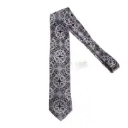 Italo Ferretti NWT Neck Tie in Whimsical Grays and Black 100% Silk Made in Italy