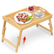 Breakfast Bed Tray for Eating Bedroom Picnic Height Adjustable Serving Tray