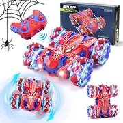 Lehoo Castle Remote Control Car Kids 3-5, 2.4Ghz Rc Car Double Sided Stunt Car, 360° Rotating Rechargeable Toy Car with Light, Toys for 3 4 5 Year Old Boy (Blue)
