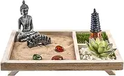 Zen Garden for Desk - Sand Garden Meditation Crafts Miniature Japanese Accent | Artistic Decoration, Tabletop Zen Decor for Entryway, Study Room, Home, Workplace