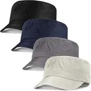 [Generic] 4 Pieces Cadet Army Caps Adjustable Flat Caps Unisex Cadet Hat Military Army Hat