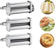 Obokidly 1PCS OR 3-Piece/Set Stainless Steel Pasta Maker Attachment for KitchenAid Stand Mixers, Stainless Steel Pasta Roller & Cutter Accessories (1Set/3PCS)