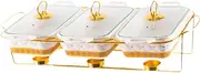 Leefasy Buffet Serving Set with Chafing Dish and Stand, Casserole Dish for Events, Gold White