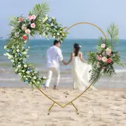 6.89ft Love Heart Shaped Frame Display Arch Kit Gold Metal Balloon Stand