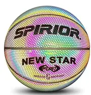 Luminous Basketball,Night Basketball | Rainbow Size 7 (29.5) for Kids and Adults, Luminous Reflective Basketball Ball, Composite Leather Basketball, Night Basketball