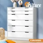 Oikiture 6 Chest of Drawers Tallboy Cabinet Bedroom Clothes White Furniture