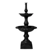 2 Tier Lisbon Cast Iron Self Contained Garden Fountain Water Feature BLACK 140cm
