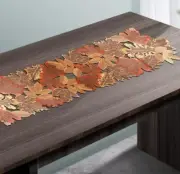 New Table Runner Brown Autumn Fall Leaves Dining Room Thanksgiving 16x69 in