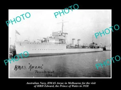 OLD POSTCARD SIZE PHOTO OF AUSTRALIAN NAVY HMAS ANZAC PRINCES VISIT c1920