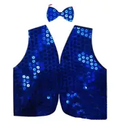 Mens SEQUIN VEST Dance Costume Party Coat Disco Accessory Sparkle Waistcoat -