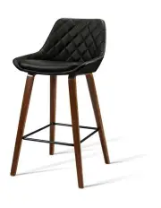 [Artiss] 2x Kitchen Bar Stools Wooden Stool Chairs Bentwood Barstool Leather Black