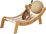Cat Chair Scratcher,Cat Lounge Chair with Toy Ball | Wear-Resistant Elevated Pet Bed for Balcony Patio Indoor Outdoor Beach Sunbathing