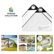 6 x 6 ft Clear Waterproof Tarp, PVC 11.8 Mil Tarpaulin with Grommets and Cabl...