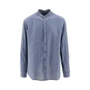 [EMPORIO ARMANI] EMPORIO ARMANI Linen shirt with Guru collar Man M M Blue