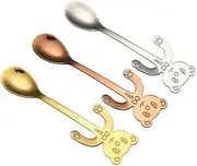 Cabilock 3PCS Cute Spoons Stainless Steel Spoon Stirring Spoon Demitasse Spoons Dessert Spoons Ice Cream Sugar Spoons Coffee stir Spoons Soap Spoon Mixing Spoons Cutlery Coffee Spoon Metal