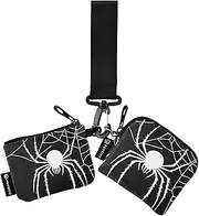 [XYMZR] Mini Zip Around Wristlet keychain Wallet Arachnid Web Black White for Women Personalized Pattern Detachable Dual Pouch Wristlet Portable Wallet Phone Coin Purse, Multi-colored, One Size