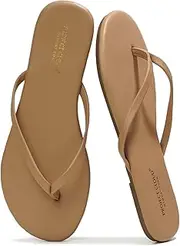 [Project Cloud] Vegan Leather Flip Flops for Women Footwear - Memory Foam Flats Sandals for Women 2025 - Lightweight Sandals Summer Beach Essentials Slides (Foundations)