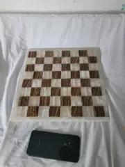 Marble Chess Board just Big With Green Felted Back, Made In Mexico. Quality