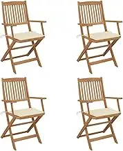 Folding Garden Chairs 4 pcs with Cushions Solid Wood Acacia Patio Chair