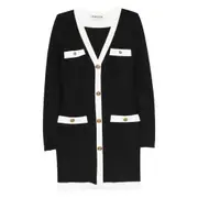 [Chiara Boni] Chiara Boni Buttoned-up V-neck Dress 44 IT BLACK/WHITE