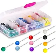 Yalis Push Pins 600-count Map Tacks Marking Pins 1/8-Inch Plastic Beads Head, 10 Assorted Colors