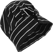 [ROMISBABA] Hotel Kitchen Chef Hat White Elastic Baker Cap Striped Design Cotton Chef Caps for Baking Adults Cooking Chef Hat