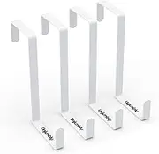 Unjumbly Over Door Hooks, 4 Pack - Fits Wide and Thin Doors, Metal Over The Door Organiser for Hanging Clothes, Coats, Towels, Purses, Backpacks, Door Hangers for Closet, Kitchen, Bathroom - White
