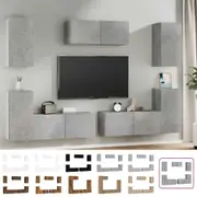 TV Cabinet Set 7 Piece Engineered Wood TV Stand High Gloss White/White vidaXL