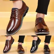 Men Leather Shoes Fashionable New Pattern Pointed Flat Bottom Soft Bottom Lace