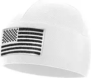 [Temple Tape] Tactical Beanie Hat - American Flag Fleece Winter Watch Cap - Military Hats for Men - Mens Army Beanies