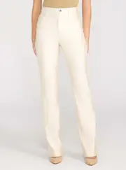 GUESS Women's Stone High-Rise 80s Straight Pants in White Size: 30, Polyamide