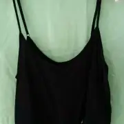 FRINGED BLACK CAMI TOP SIZE LARGE