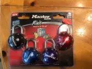 Master Locks Minis W/Same Combination For All Four, New