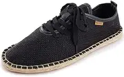[Alexis Leroy] Men's Lace Up Canvas Flat Espadrilles