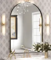 Arched Mirror, Arched Wall Mirror, 24 X 36 Inch Black Arch Mirror, Metal Frame B