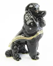 Poodle - Black, Sitting Dog Jewelled Trinket Box or Figurine